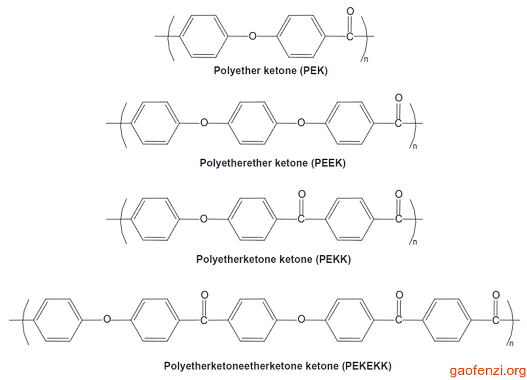 PEEK与PEK化学结构式